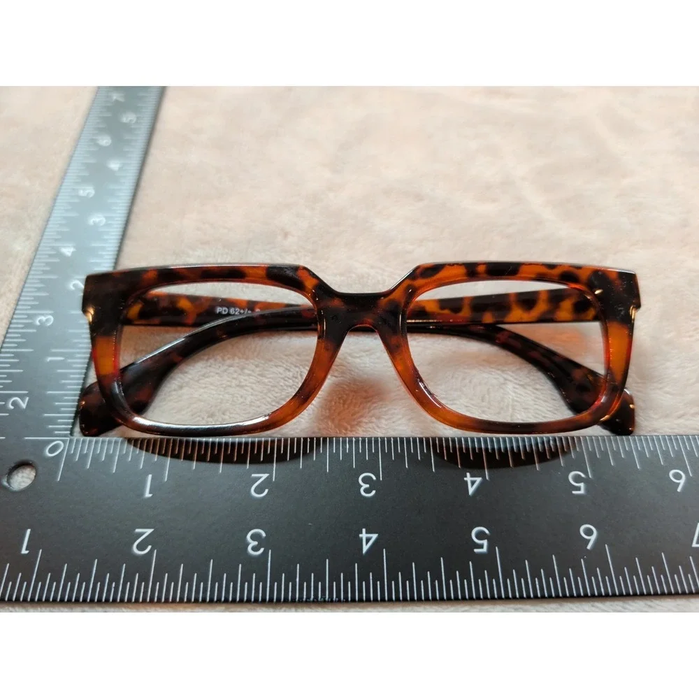 Tortoise Shell Rectangular Eyeglass Frames‎ Bold Geometric Academic Style